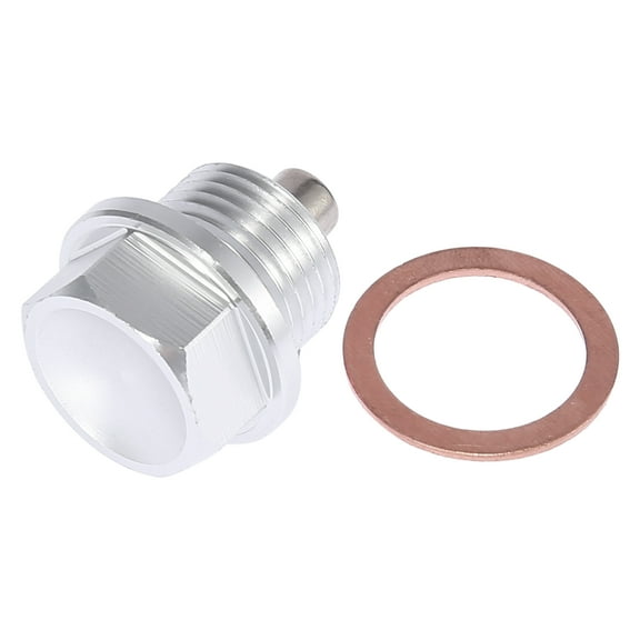 1 Set M18 x 1.5 Magnetic Oil Drain Plug Sump Drain Nut Screw With Gasket Silver Tone Universal Car Oil Drain Bolt