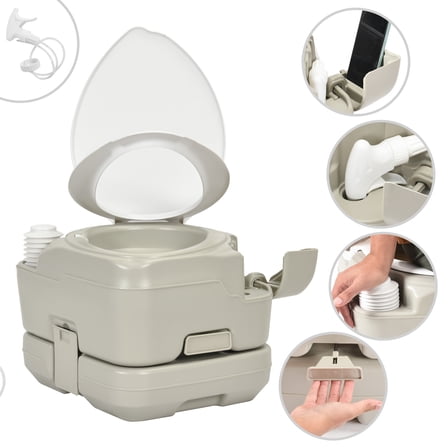 Dextrus 2.64 Gallon Portable Toilet for RV Travel with Enlarged Bowl
