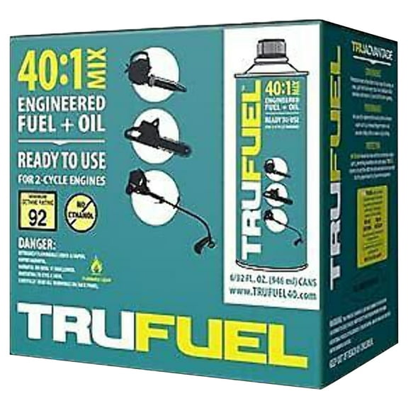 TruFuel 2-Cycle 40:1 Pre-Blended Fuel Automotive Additives, 32 Ounce (6 Pack)