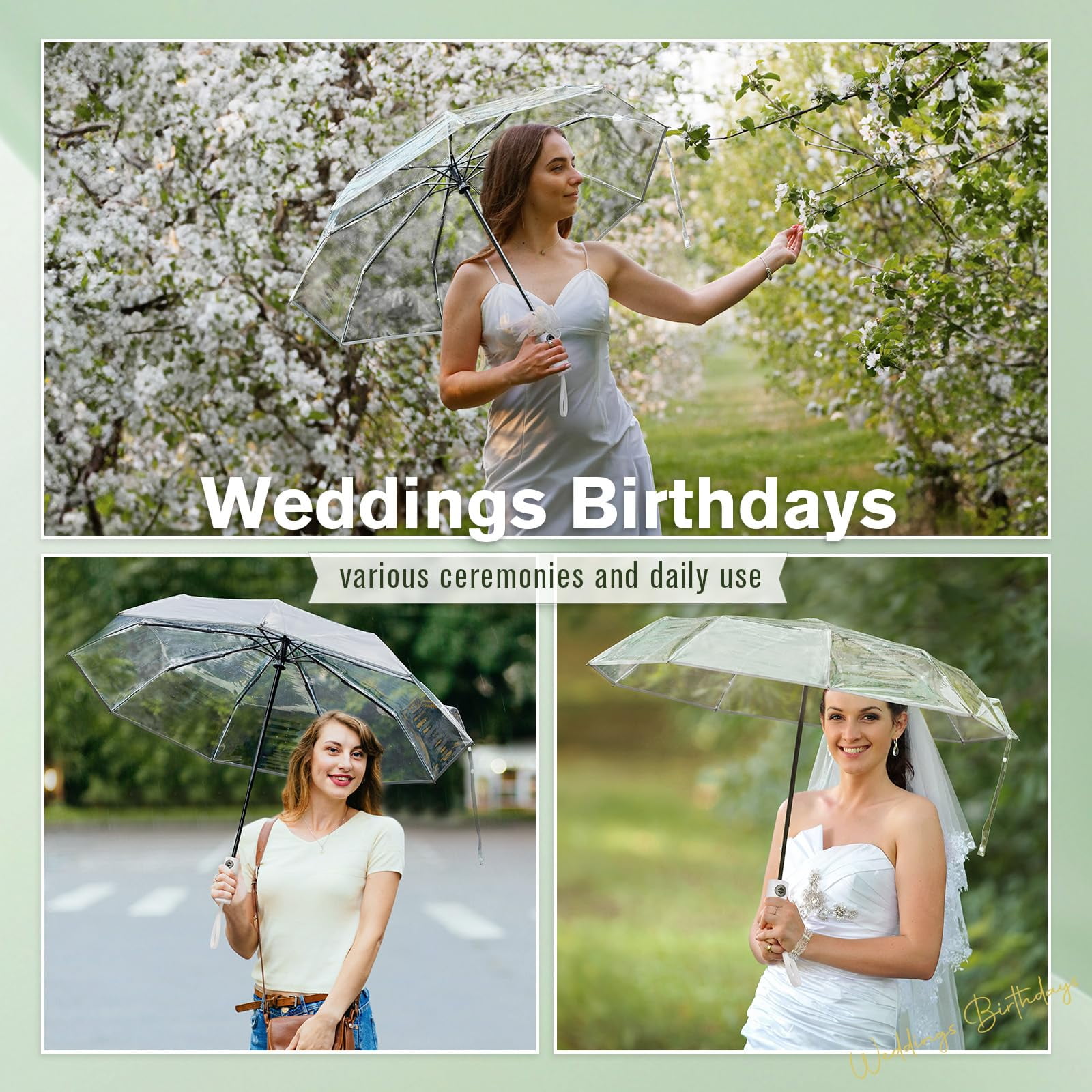 G4Free 42-Inch Clear Travel Umbrella – Windproof, Automatic Open/Close, Transparent Foldable Compact Umbrella for Rain, Wedding, and Outdoor Use