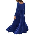 thumbnail image 3 of Franhais Women  Plus Size Loose Long Dress Solid Color Round Neck Long Sleeve Asymmetric Swing Dress, 3 of 9