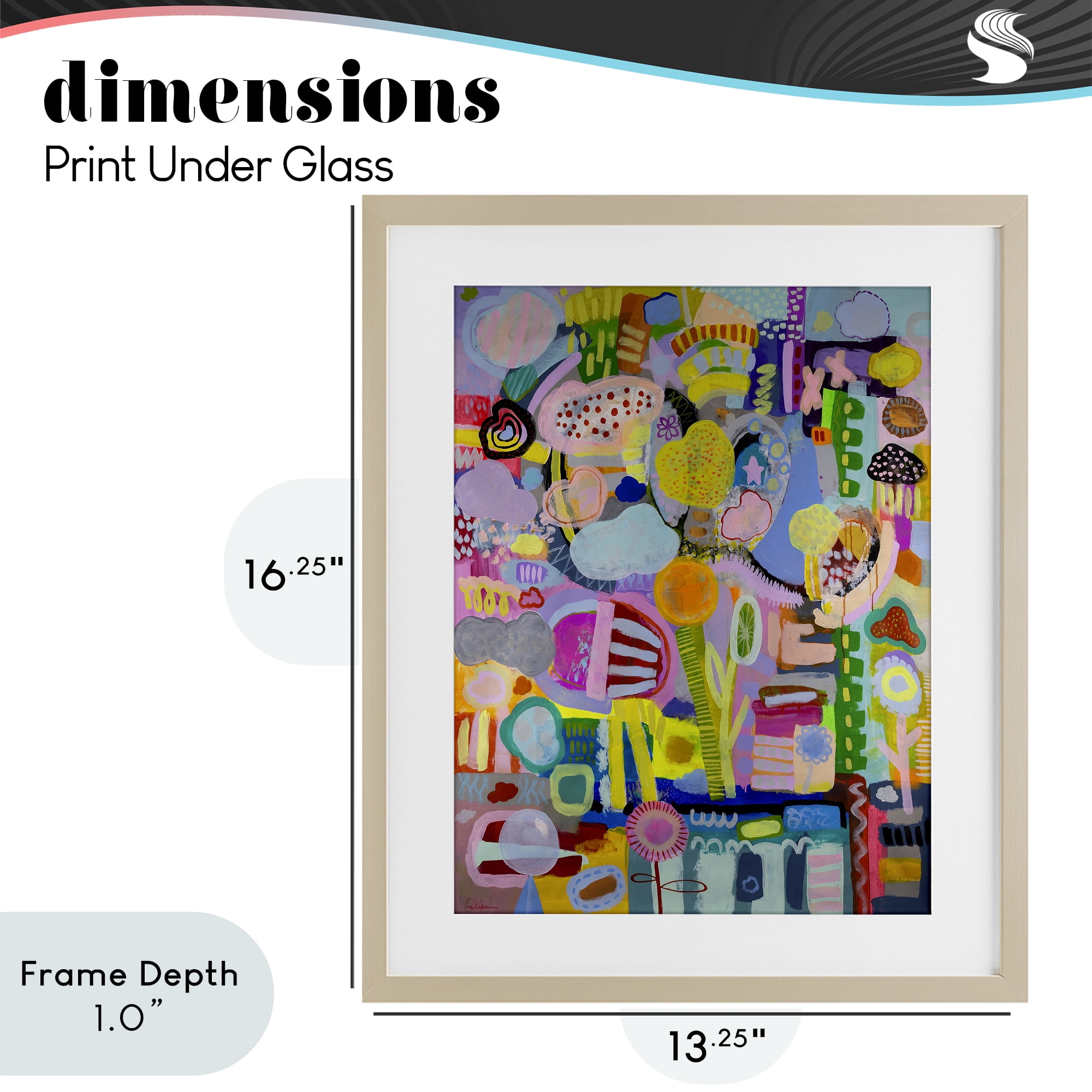 Stupell Industries Big Happy Whimsical Collage Birch Framed Print Under Glass, design by Mary Robertson