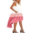 thumbnail image 4 of Women Summer Ruffled Sleeve Dress  Contrast Color/Solid Color Square Neck Irregular Hem Dress for Beach  Date, 4 of 6