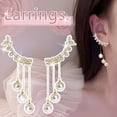 thumbnail image 2 of Temperamento Larga Borla Pendientes de Perlas Mujeres Tendencia de la moda Zircon Oro Borla Pendiente Señoras Joyería Pendientes para Mujer, 2 of 7