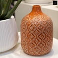thumbnail image 2 of Faryn Distressed Diamond Pattern Vase – Decorative Ceramic Flower Vase for Home, Table, and Living Room Décor (Size- 6.50"x10.00"H, Yellow), 2 of 11