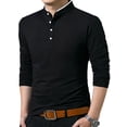 thumbnail image 3 of Sunloudy Hombres Primavera Otoño Slim Tops Color sólido Manga larga Cuello alto Camisas con botones Sunloudy moda, 3 of 6