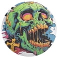 thumbnail image 3 of Psychedelic Zombie Skull Print Round Carpet Circle Rug Outdoor Patio Area Rug Washable Large Area Rugs Hallway Room Decor Fitness Mats, 3 of 8