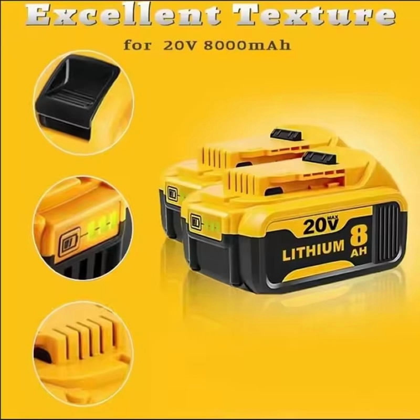 DCB200 8.0Ah Lithium Battery and 1pack 3A charger Withcharger Replacement for Dewalt 20V Battery Max XRCordless Tools DCB180 DCB206 DCB206-2 DCB204 DCB204BT-2 DCB203 DCB201 Wirelesspower t