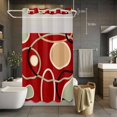 thumbnail image 2 of No Hook Shower Curtain with Snap in Liner, Geometric Stripe Circle Waterproof Fabric Bathroom Curtain Mesh Top Window, Red Abstract Art Shower Curtains 36x72in, 2 of 9