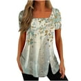 thumbnail image 2 of Été Grande Taille Hauts Femmes Mode Décontractée Femmes Col Rond Imprimé Décontracté Boutons à Manches Courtes Tops Chemisiers Amples Tshirt à Col V Femmes en Liquidation, 2 of 5