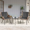 thumbnail image 7 of KAMEROUT 3 Piece Outdoor Bistro Set, Rattan Patio Furniture Set with Coffee Table & Gray Cushions for Lawn, Garden, Balcony, 7 of 7