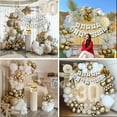 thumbnail image 2 of Sweet 30 Birthday Party Decorations, White and Gold Balloons Set for Girls Boy with 30th Happy Birthday Banner Tablecloth Fringe Curtain Cake Topper Paper Poms, 2 of 7