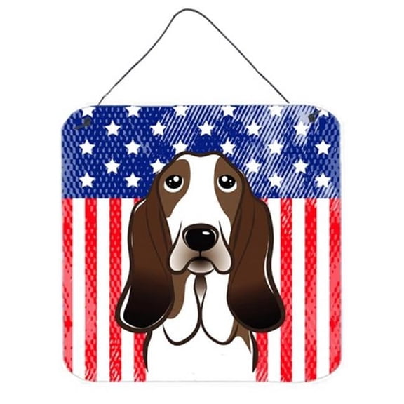 American Flag & Basset Hound Wall or Door Hanging Prints