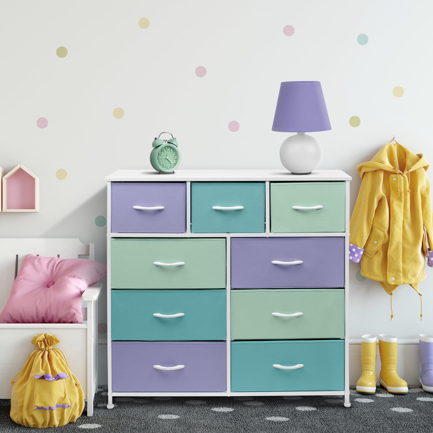 4 Drawer Multi Colour Storage Unit Tall Slim Cabinet Childrens Bedroom Retro 