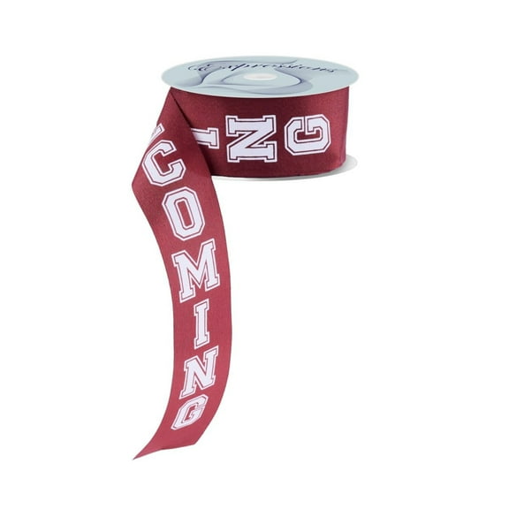 1.5" Homecoming Ribbon: Maroon/White (100 Feet)
