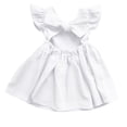 thumbnail image 1 of B91xZ Girls Robe à Volants Été Manches Courtes Tunique Basique, Blanc 2-3 Ans, 1 of 5
