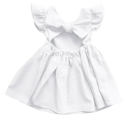 

Qufokar Toddler Girl Suit Girls Skirts Toddler Kids Girls Solid Short Fly Sleeve Bowknot Tulle Ball Gown Dress Princess Clothes
