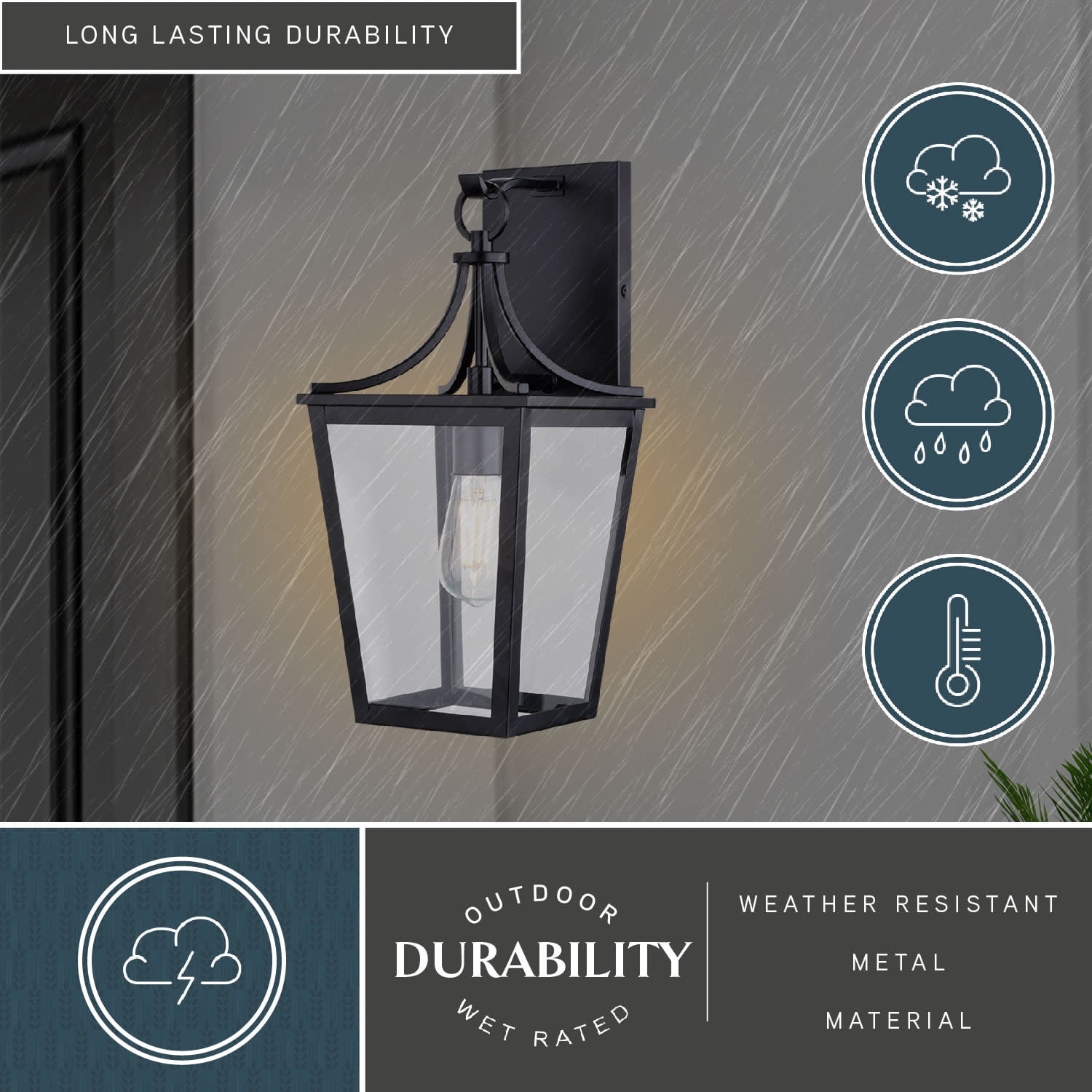 Cottage Grove 1 Light Matte Black Transitional Outdoor Wall Lantern Clear Glass