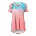 thumbnail image 5 of Tops ! Xihbxyly Shirts for Women, Women's Gradient Printed Blouse V-Neck Short Sleeve Loose T-Shirt Tops Oversized T-Shirt Casual Tops Loose Fit Pink S, 5 of 5