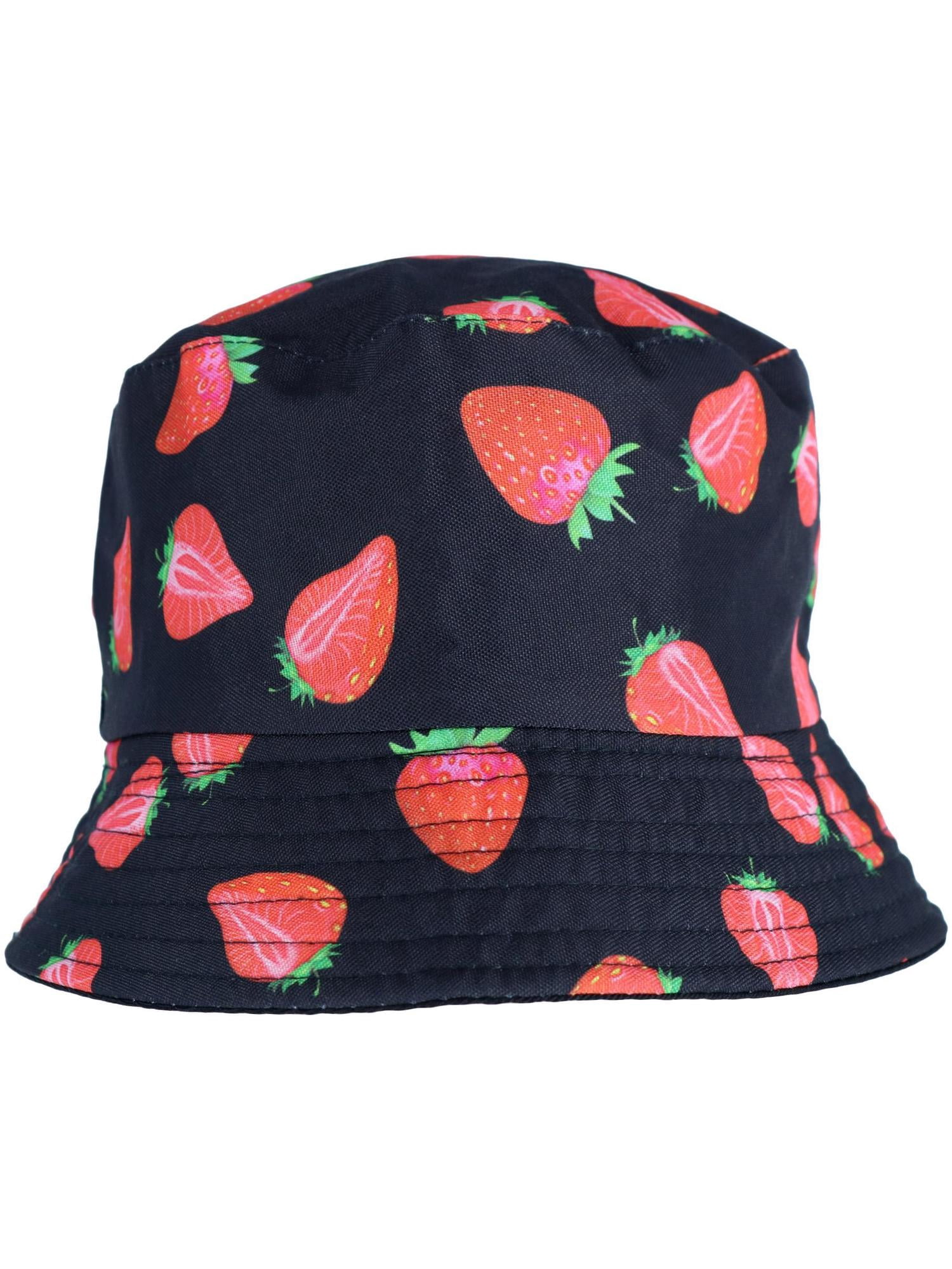 Love Strawberry Print Bucket Hat 