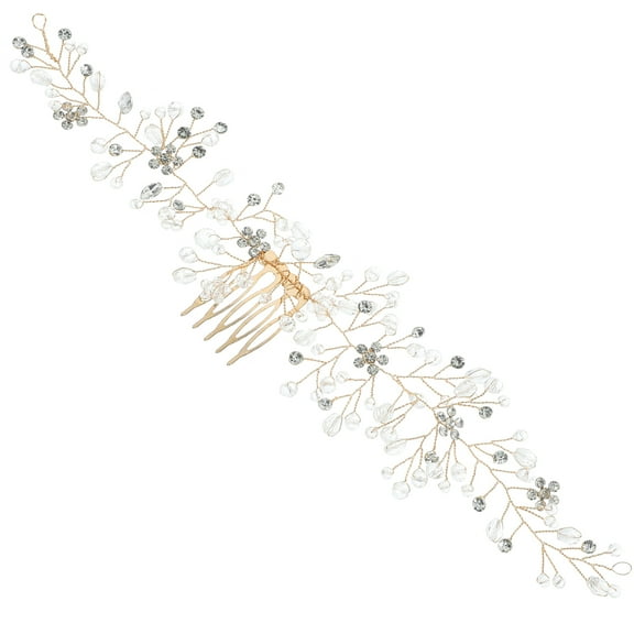 WASHWEPE Wedding Hair Accessory Hair Vine With Comb Golden Zinc Alloy 1Pack