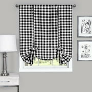 Country Farmhouse Plaid Checkered Window Curtain Tie Up Shade - Assorted Colors