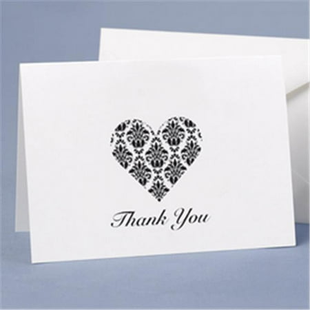 Hortense B. Hewitt Damask Heart Thank You Cards