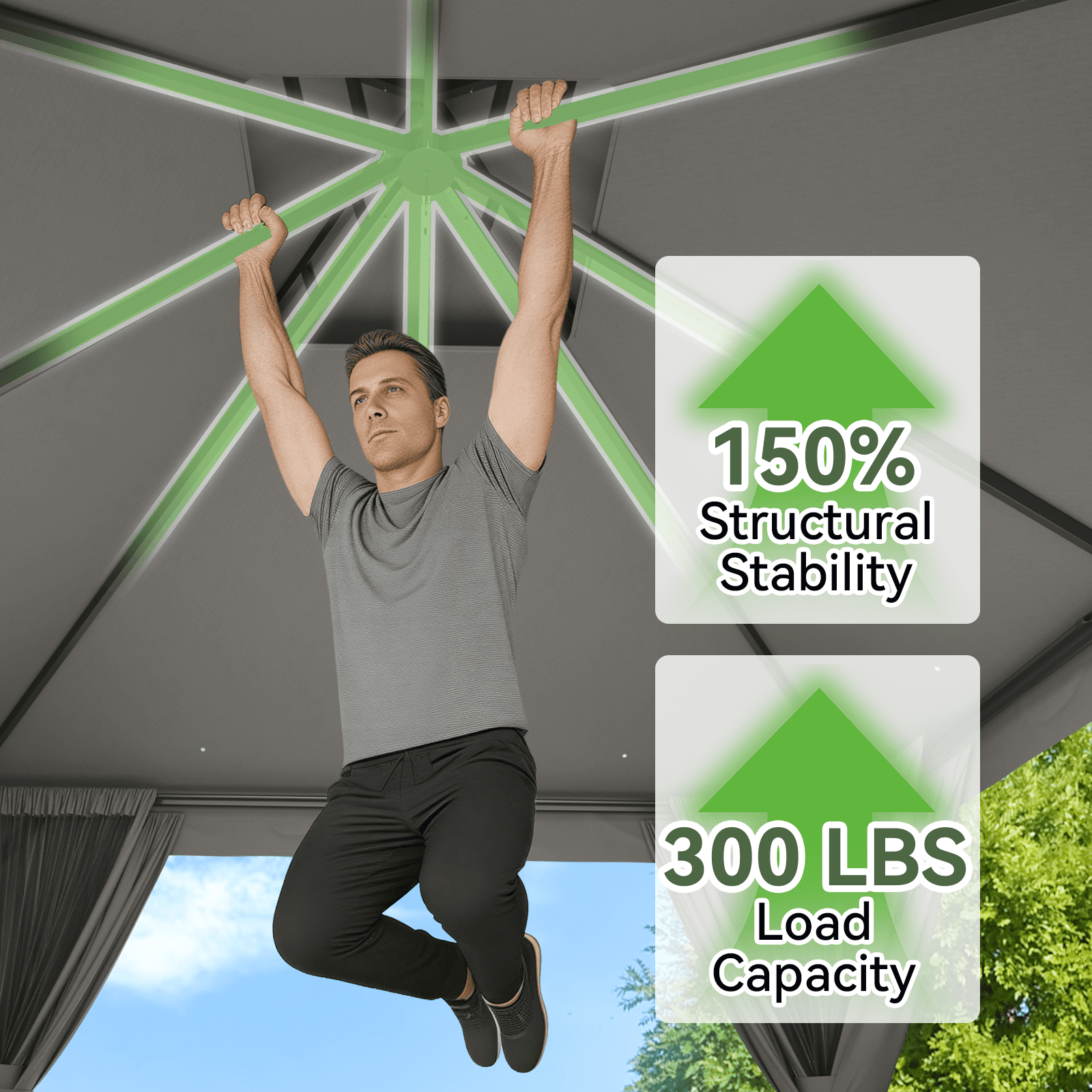 Aoxun 10x10 FT Outdoor Gazebo with Double Roof, Heavy-Duty Metal Frame Canopy featuring Mosquito Net & Privacy Screen for Patio, Garden, Deck and Backyard (Gray)