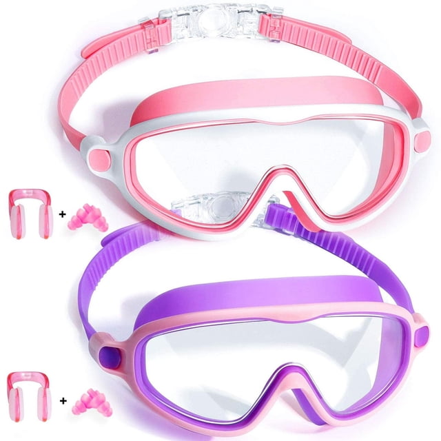 Seago - anteojos de natación para niños, 2 unidades, antivaho y antirayos UV multicolor