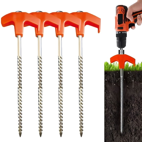 TALENO 4/8/12pcs 8 Inch Screw Tent Stakes - Screw Ground Anchor, Heavy Duty Ground Stakes for Camping Patio, Garden, Canopy, Grass