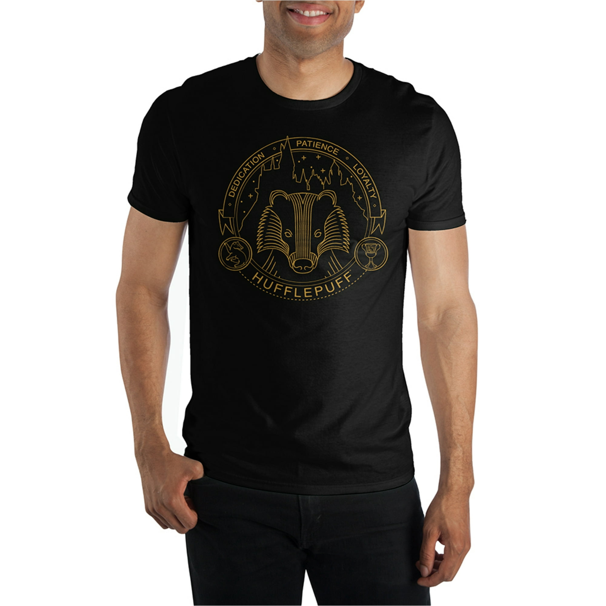 Men s BIOWORLD Black Harry Potter Hufflepuff T Shirt