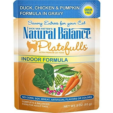 Platefulls Indoor Premium Adult Cat Food in Gravy | Grain-Free Food for Indoor Cats | Protein Choices Include Turkey, Salmon, Chicken, Mackerel, Duck | 3 Ounce Pouches (Pack of 24)