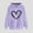 Purple, variant on Women's Hoodies Casual Heart Print Hooded Sweatshirt Fall Winter Drop Shoulder Sleeve Long Sleeve Sweatshirt Loose Pullover Sweatshirts Tops