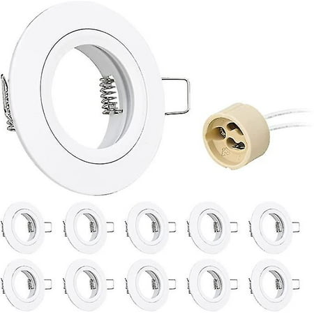 

10x GU10 Recessed Spotlight Aluminum White Spotlights Mounting Frame With GU10 Socket Round Support Extra Flat Recessed Spotlight Ceiling For LED Or
