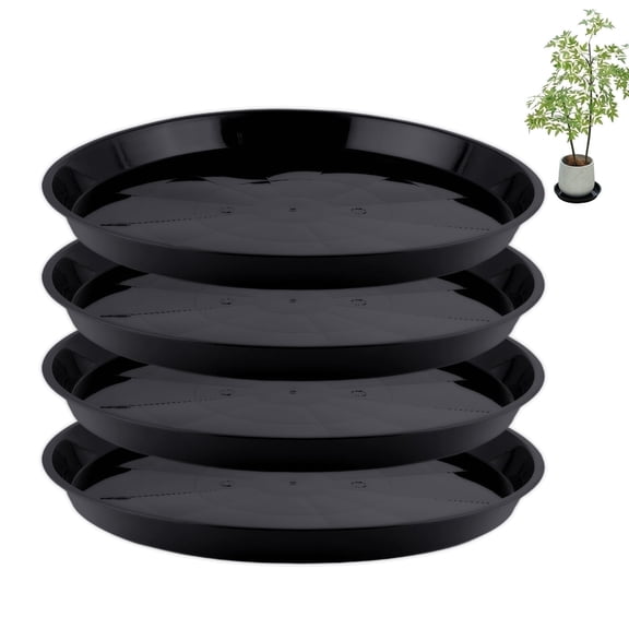 urorentea 4 Pack 20 inch Plastic Plant Saucers, Durable Plant Pot Trays, Plastic Large Flower Plant Pot Saucers Drip Tray for Indoors Outdoors