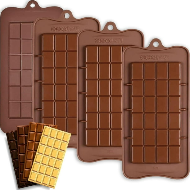 Moldes para barras de chocolate, paquete clásico de silicona, 4 unidades, kit para hacer barras de caramelo a presión, juego de moldes, proteínas y energía, regalos hechos a mano