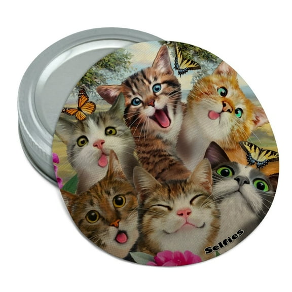 Cats and Butterflies Selfie Round Rubber Non-Slip Jar Gripper Lid Opener