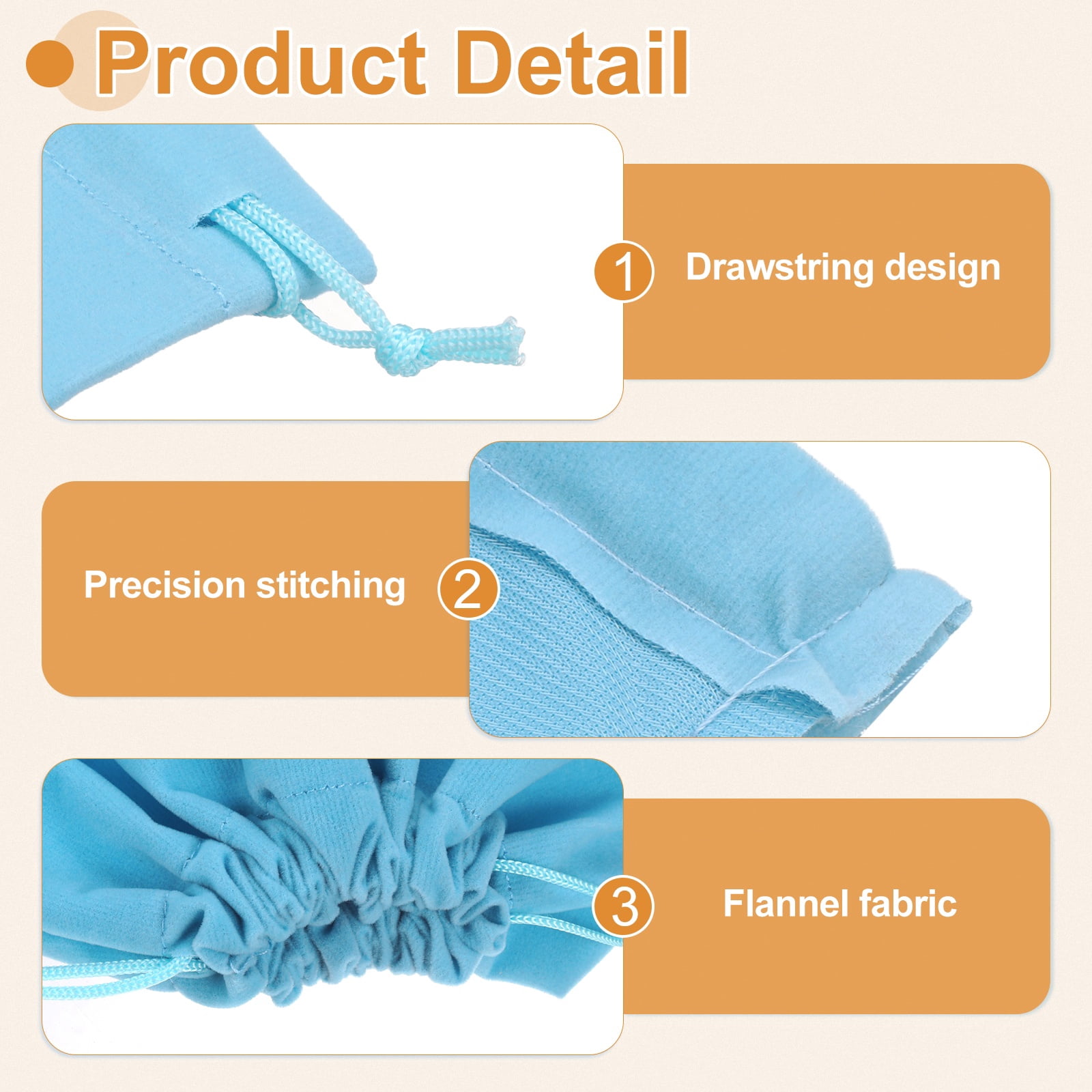 Uxcell Cloth Shoe Bags for Travel, Flannel Pouch with Drawstring Closure Washable Breathable Cotton Fabric, 15.8x11.8" & 4 Pcs & Light Blue- Fit for (Men Women/Luggage/Storage)