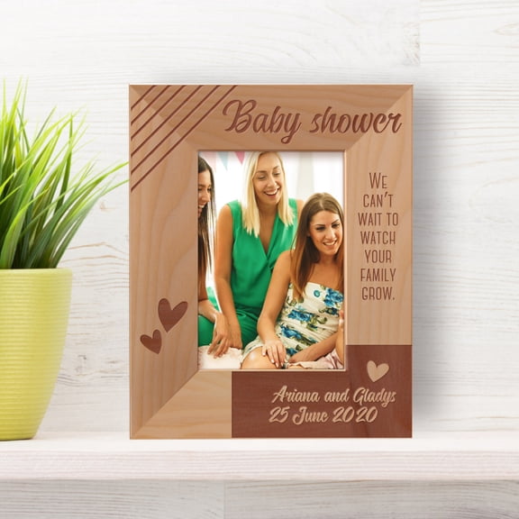 We Can't Wait To Watch Your Family Grow Personalized Wooden Frame 3 1/2" x 5" Brown (Vertical)
