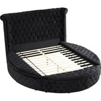 Pemberly Row Modern Velvet Platform King Bed with Storage in Black