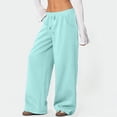 thumbnail image 7 of Dwellite Wide Leg Pants for Women SweatPants Winter Pants Baggy Drawstring Sweatpant with Pockets Sky Blue 2XL, 7 of 7