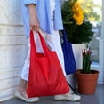thumbnail image 7 of Wrapables Large & Small Foldable Tote Nylon Reusable Grocery Bags, Set of 2, Red, 7 of 7