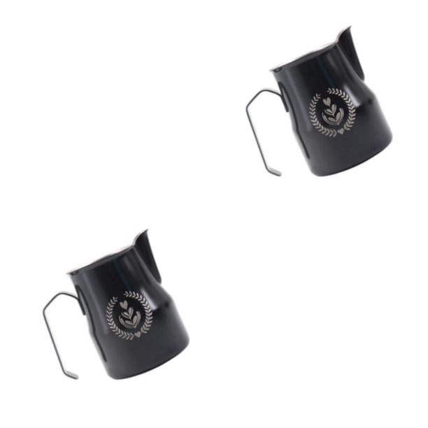 Cateissary Jarra de espuma de leche de café, tazas de espuma de leche, jarra de vapor Barista, taza de espuma negra, 350ml 2piezas negro 350 ml