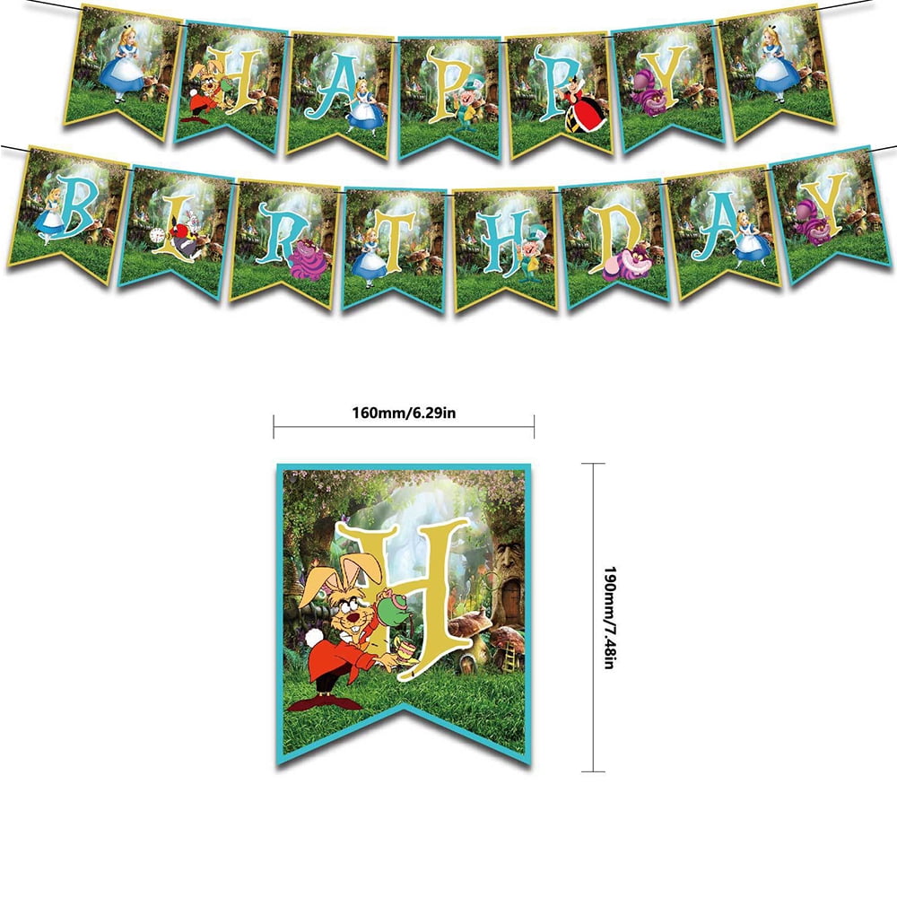 32Pcs/Set Animation Theme Party Alice in Wonderland Birthday Party Decorations Supplies Balloons Banner Set