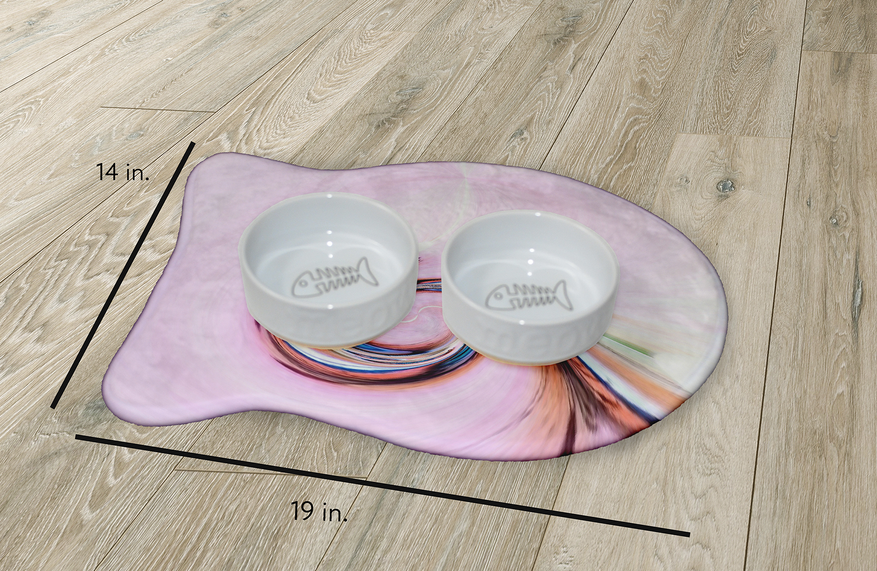 Simply Daisy Blush Stroke Fish Shape Pet Feeding Mat for Cats