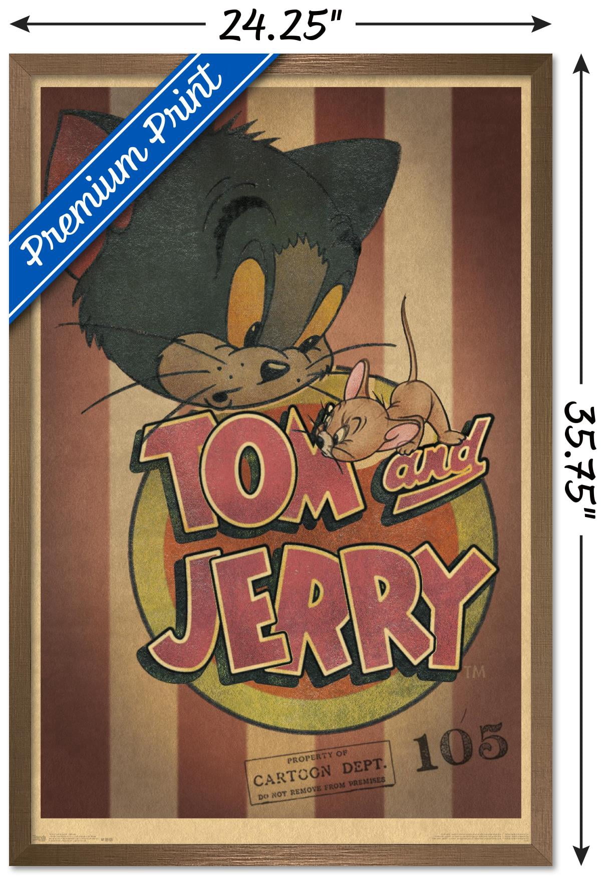 Tom And Jerry - Stripes Wall Poster, 22.375" x 34", Framed