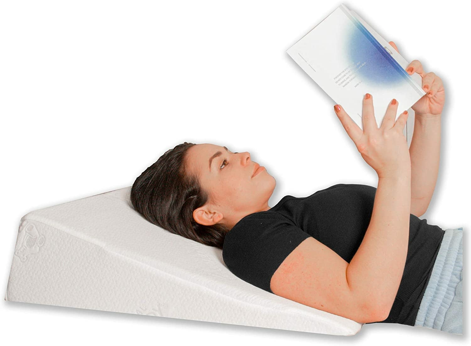 White with Blue Edge Memory Foam Leg Pillow with Polyester Cover Bedding Gift 