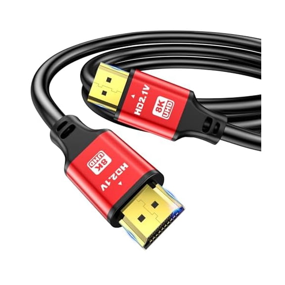 HDMI Cable 15ft, 48Gbps 8K@60Hz 4K@120Hz, HDCP 2.2 & 2.3, DTS:X, HDR 10 Compatible with Roku TV/eARC/3D/PS5/HDTV/Laptop/Blu-ray High Speed HDMI Cable(Red)