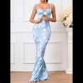 thumbnail image 4 of Vestido Maxi Bohemio de Verano para Mujer, con Estampado Floral, Tirantes Finos, Sin Mangas y Ajustado Tulipanes Blancos L, 4 of 8