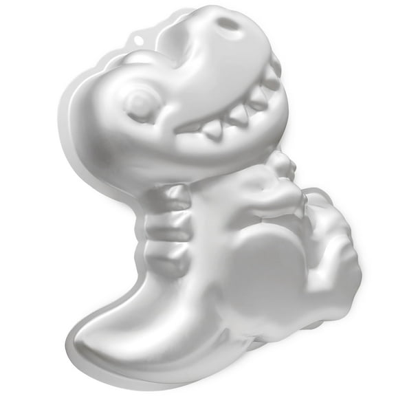 kefyixc cartoon dinosaur cake pans, aluminum cake pans for birthday、party and other occasions cake, dessert making, Silver.